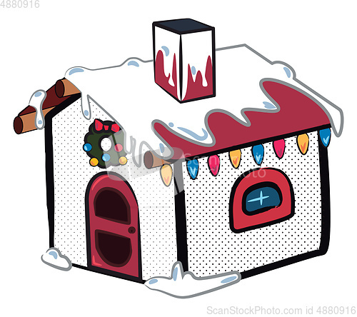 Image of A snow house during Christmas vector or color illustration