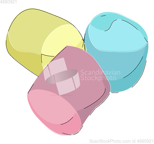 Image of Cartoon picture of three marshmallows vector or color illustrati