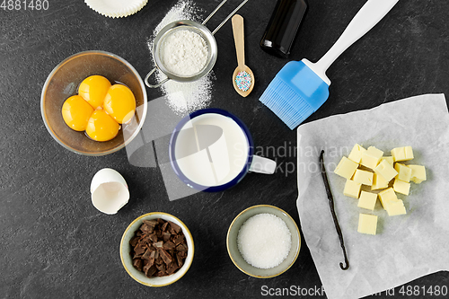 Image of baking and cooking ingredients on table