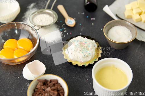 Image of baking dish with dough and cooking ingredients