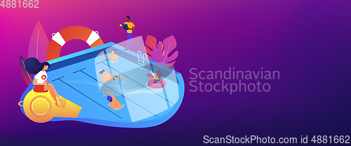 Image of Swimming and lifesaving classes concept banner header.