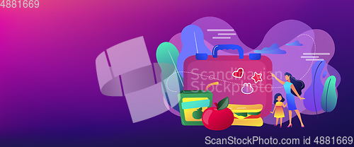 Image of Kids lunch box concept banner header.