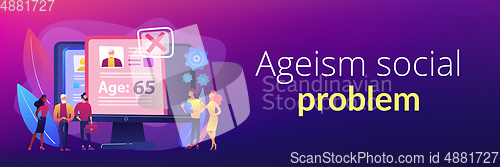 Image of Ageism social problem concept banner header.