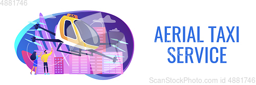 Image of Aerial taxi service concept banner header.