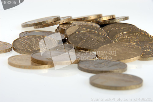 Image of coins on white