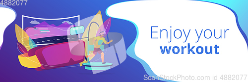 Image of VR fitness gym concept banner header.