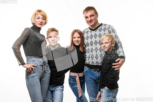 Image of Large adult Russian family in casual clothes, isolated on white background