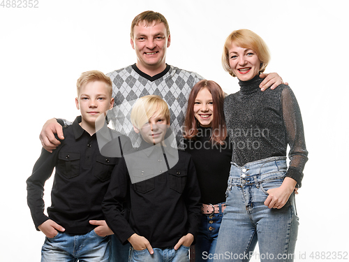 Image of Happy adult large family in casual clothes, isolated on white background