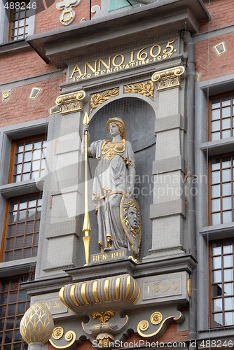 Image of Detail of house facade in Old Town, Gdansk Poland