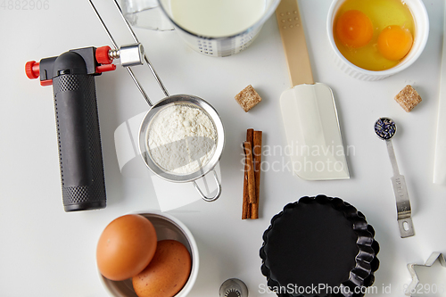 Image of cooking ingredients and kitchen tools for baking