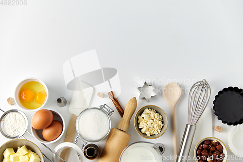 Image of cooking ingredients and kitchen tools for baking