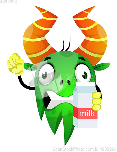 Image of Monster with milk, illustration, vector on white background.
