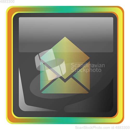 Image of Open message grey square vector icon illustration with yellow an
