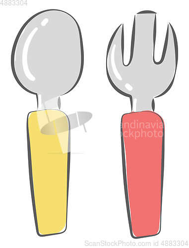 Image of A spoon and a fork vector or color illustration