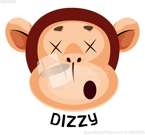 Image of Monkey is feeling dizzy, illustration, vector on white backgroun