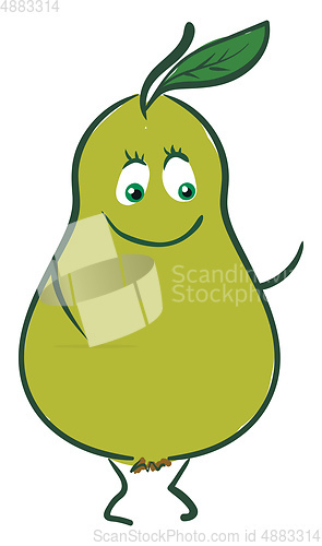 Image of Emoji funny happy green pear vector or color illustration