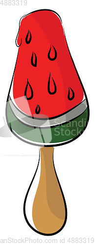 Image of A stick ice cream which looks like a slice of water melon vector