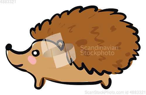 Image of Cute little cartoon brown hedgehog set on isolated white backgro