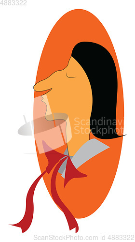 Image of Clipart of a man wearing a red long ribbon neck tie vector color