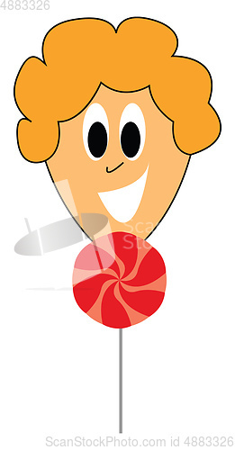 Image of Little kid eating lollipop vector illustration 