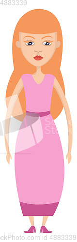 Image of Girl in pink dress illustration vector on white background