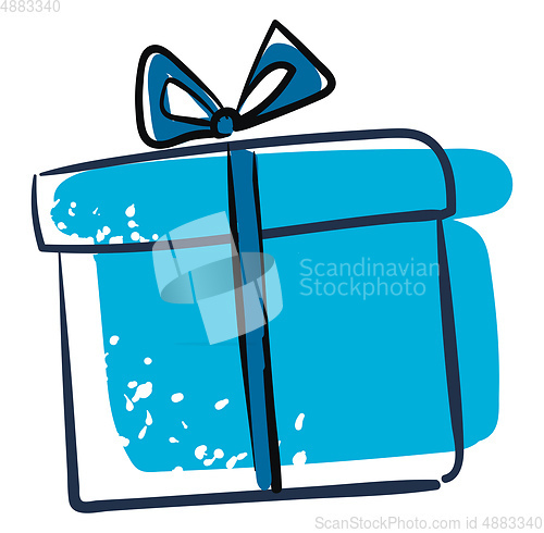 Image of Clipart of a blue gift box vector or color illustration