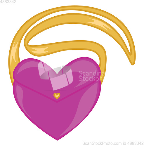 Image of A heart-shaped pink and golden colored sling bag vector color dr