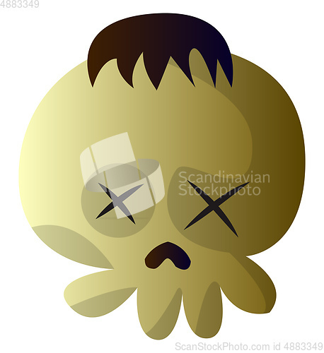 Image of Cartoon  skull with brow hair vector illustration on white backg