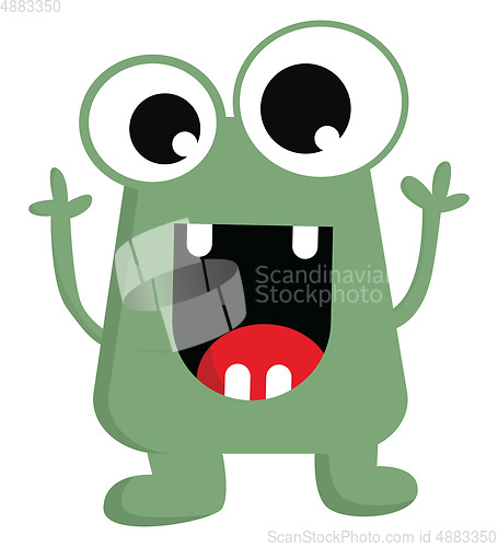 Image of The happy green little monster vector or color illustration