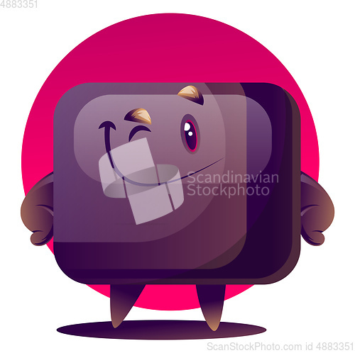 Image of Happy cartoon TV monster vector illustration on white background