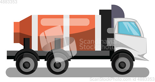 Image of Vector illustration of white concrete truck with orange tanker o