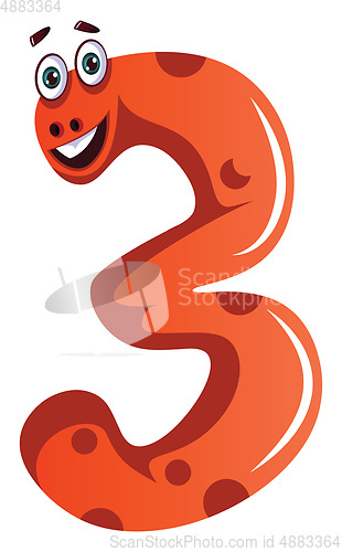 Image of Orange monster in number three shape illustration vector on whit