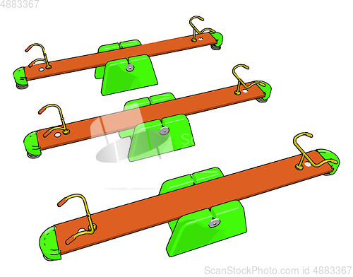 Image of Three seesaw toy cartoon vector or color illustration