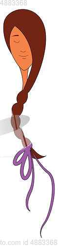 Image of Portrait of girl with long brown hair vector illustration on whi