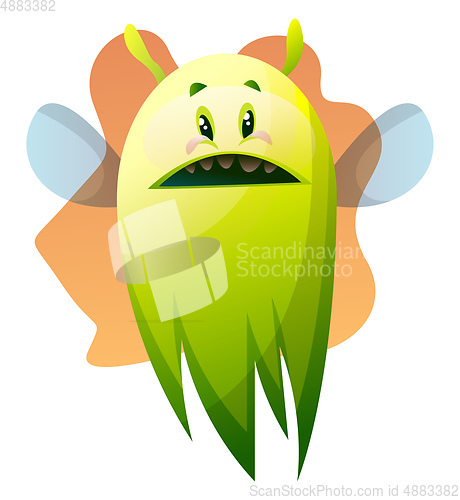 Image of Worried cartoon green monster vector illustartion on white backg