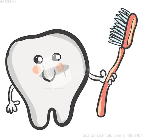 Image of A cartoon tooth with a smiley face looks cute vector or color il