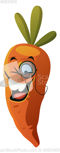 Image of Carrot wearing monocle illustration vector on white background