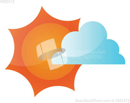 Image of Vector illustration of a sun covered with a cloud on white backg