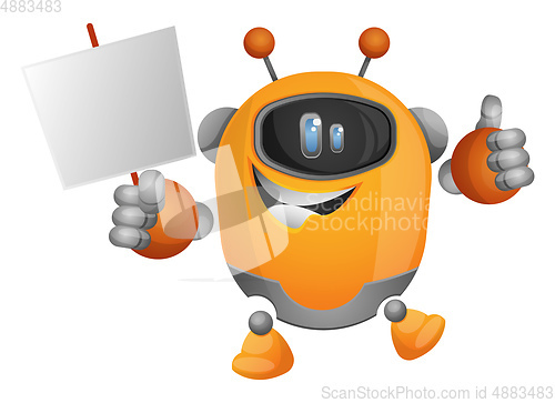 Image of Cartoon robot holding the cardboard illustration vector on white