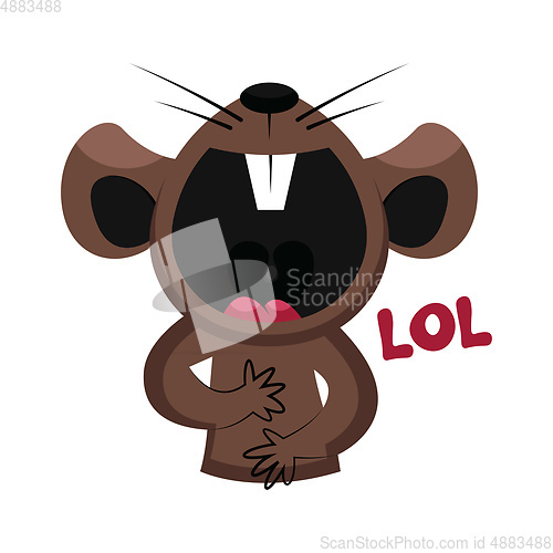 Image of Brown mouse laughing out loud vector illustration on a white bac