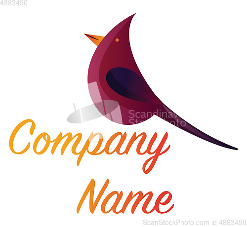 Image of Simple vector logo design of a deep pink bird with orange blank 