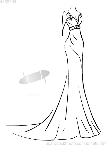 Image of Simple sketch of a long evening dress vector illustration on whi