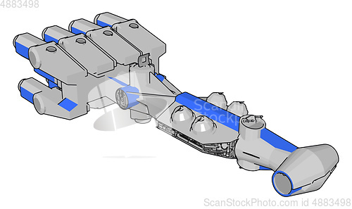 Image of White and blue fantasy spaceship vector illustration on white ba