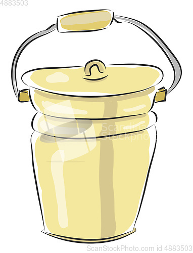 Image of Light yellow metal bucket vector illustration on white backgroun