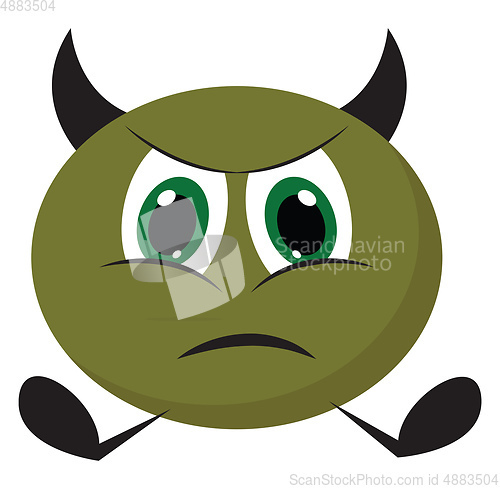 Image of Painting of an angry green monster vector or color illustration