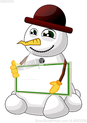 Image of Snowman with table illustration vector on white background