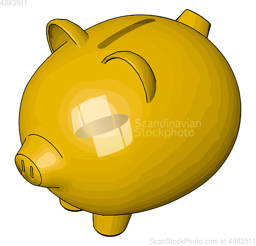 Image of Yellow piggy bank vector illustration on white background