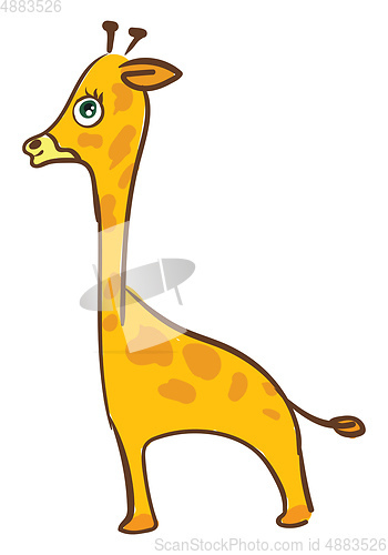 Image of Cartoon funny happy giraffe set on isolated white background vie