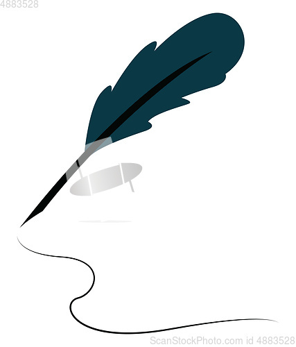 Image of A feather quill pen, vector color illustration.