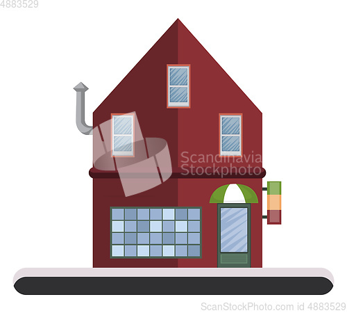 Image of Simple cartoon red building vector illustartion on white backgro